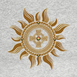 The golden celtic cross. T-Shirt